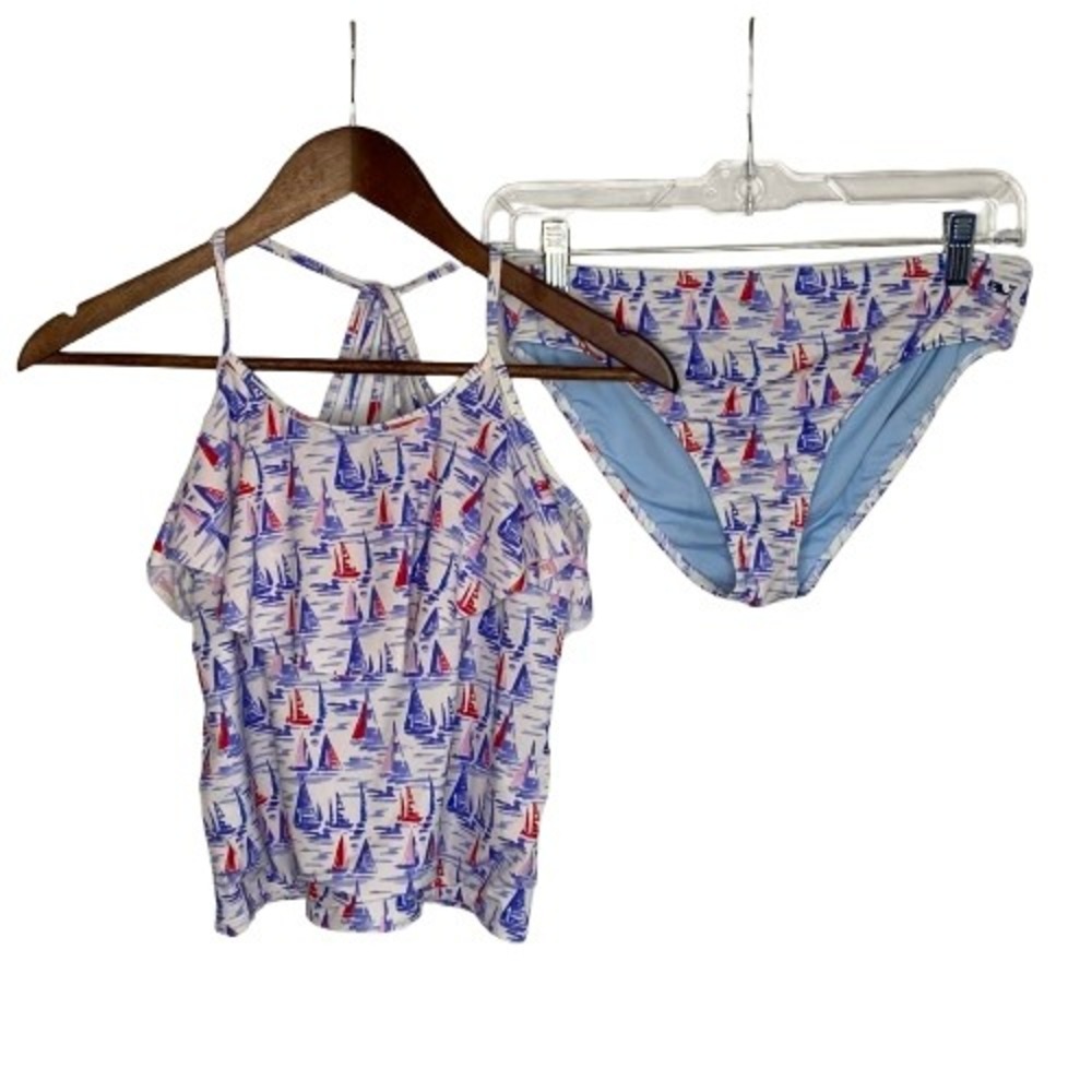 Vineyard Vines Girls‎ Nautical Tankini Swimsuit Size 16 Sailboats Coastal Beach